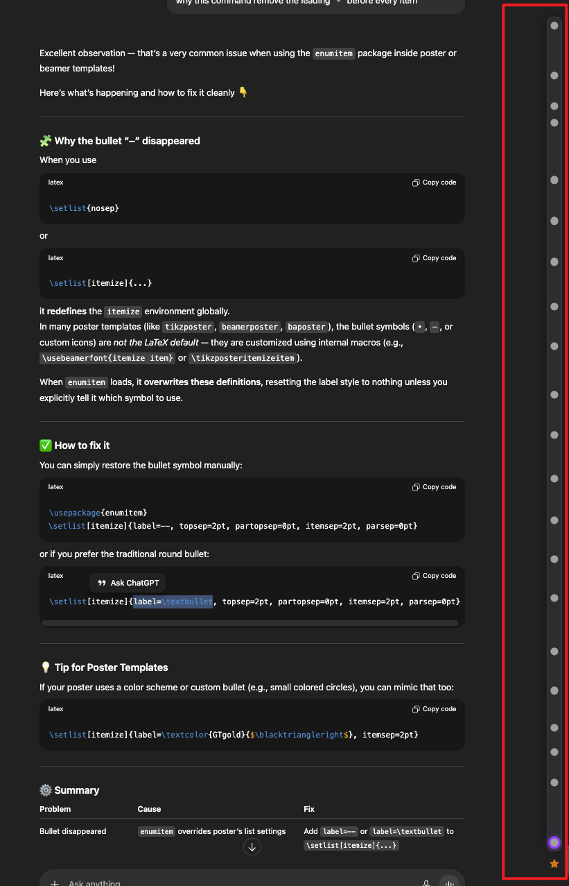 Conversation timeline
